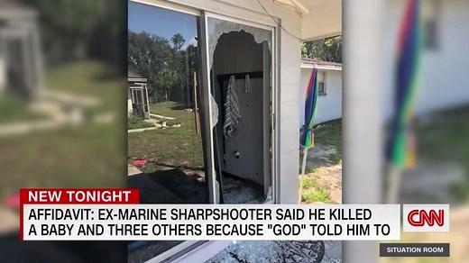 284K views · 3K reactions | A former Marine sharpshooter who said he received messages from God broke into two homes outside Lakeland, Florida, early Sunday and fatally shot four people he didn't know -- including a 3-month-old baby -- and wounded an 11-year-old, according to a criminal affidavit. CNN's Nick Valencia reports on the details. | CNN | Facebook