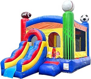 Pogo Bounce House Backyard Inflatable with Slide for Kids (Without Blower) - 18 x 12 x 14.5 Foot Sports - Built-in Bladder Water Misting System