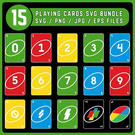 Uno Card Game SVG Bundle, Family Board Game Graphics (digital Download) - Etsy