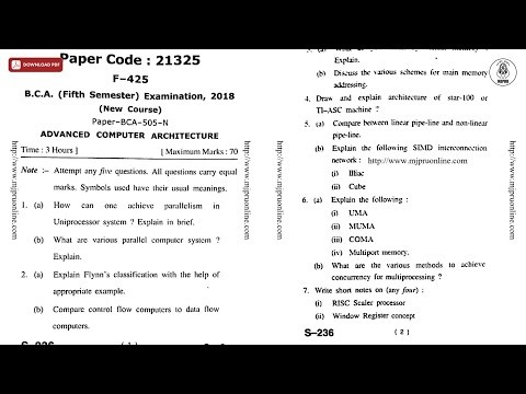 BCA 5TH SEM ADVANCED COMPUTER ARCHITECTURE 2018 | MJPRU