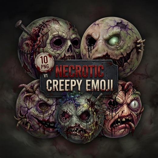 Zombie Horror Emoji Clipart PNG | Decaying Emotes Pack | Necrotic Creepy Face Art (digital Download) - Etsy