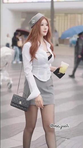 Beautiful chinese girl street style outfit #song #short #streetfashion