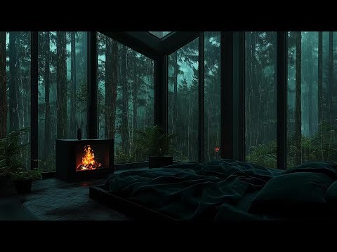 🌧️ Night Rain Sounds Hitting Window Glass (No Ads) | Dark Bedroom for Deep Relaxation & Night Sleep