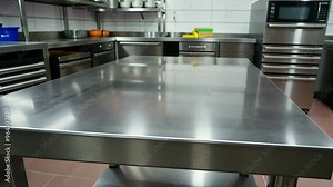 Exploring a modern stainless steel kitchen setup with organized workspaces and essential cooking tools