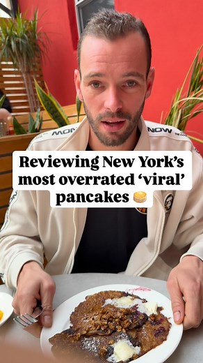 62K views · 63 reactions | Absolute garbage  Salt Hank, $25 pancakes and drink (each),, NYC  Paid in full #pancakes #foodreview #newyorkfood | Bite Twice Food Reviews | Facebook