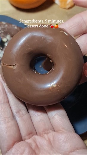 2-Ingredient Chocolate Mandarin Donuts 🍊🍫 (5 MIN RECIPE!)⁣⁣ #shorts