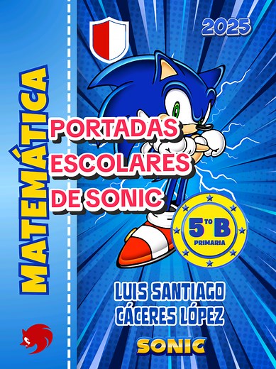 Portadas Escolares Editables de Sonic en Canva