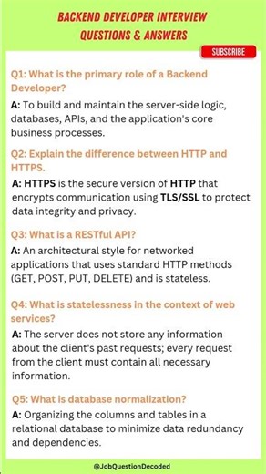 Top 5 Backend Developer Interview Questions & Answers #viral