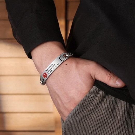 Stainless Steel Medical Alert Bracelet for Men, Custom Medical Bracelet, Engraved ID Bracelet, Health Emergency Bracelet for Him Husband - Etsy