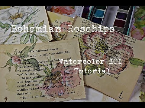 Tutorial: How to watercolor Bohemian Rosehips 101 for junk journals