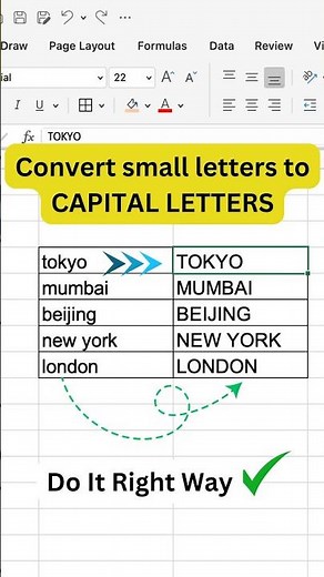 Excel Tricks 11: Convert small letter or lowercase to capital letter or uppercase #exceltips #excel