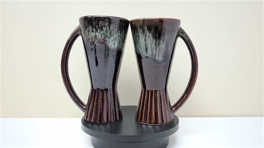 Vintage Beauceware Beer Mugs | Brown & Turquoise Ceramic, Quebec Canada, Set of 2