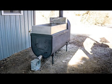 Homemade Oil Tank Maple Syrup Evaporator | Boiling Sap to Syrup