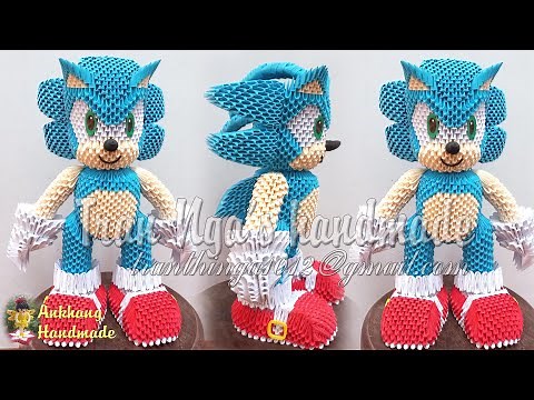3d origami Sonic the hedgehog tutorial P2 | DIY paper miniature Sonic the hedgehog toy