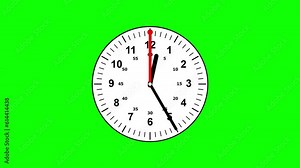 Fast running clock motion graphics with green screen background