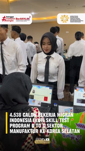 Kementerian Pelindungan Pekerja Migran Indonesia/BP2MI on Instagram: "#SobatMigran Sebanyak 4.538 calon Pekerja Migran Indonesia dari 29 provinsi mengikuti skill test Ubiquitous Based Test (UBT) umum sektor manufaktur untuk program Government to Government (G to G) ke Korea Selatan, yang diselenggarakan di Semarang pada 1–5 November 2025. Kegiatan ini merupakan lanjutan dari ujian bahasa Korea EPS-TOPIK yang diikuti oleh 38.263 peserta sejak 25 Juli hingga 3 Oktober 2025. Sebanyak 4.538 orang ya