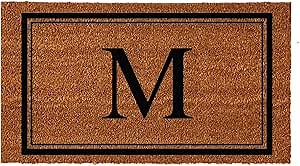 Evergreen Flag Monogram Letter M Entrance Doormat | 28 x 16 inches | Dirt Catching Natural Coir | All-Season | Non-Slip Backing | Indoor and Outdoor Home Decor