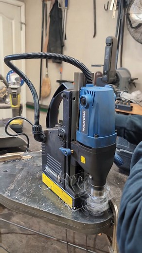 Using my mag drill from @evolutionpowertools_usa to put some bolt holes in bases for the new sculptures I'm building. This is a great tool - drilling holes like this used to take all day, now I can drill two bases at once in just a couple minutes. 😁 | Pavia Justinian