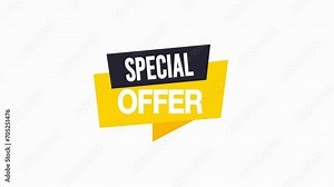 Yellow and black Special offer label Animated, Special offer label Animated Tag for Marketing used for motion Graphics on White Background,4K