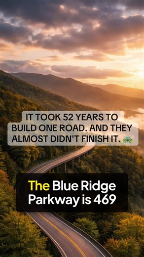 The Blue Ridge Parkway started in 1935. It wasn't finished until 1987. One section was so impossible, engineers had to invent new technology to complete it. #BlueRidgeParkway #NorthCarolina #Engineering #LinnCoveViaduct #RoadTrip