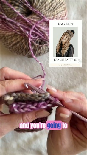 Crochet a Beanie: Seamlessly add a brim in minutes! #shorts