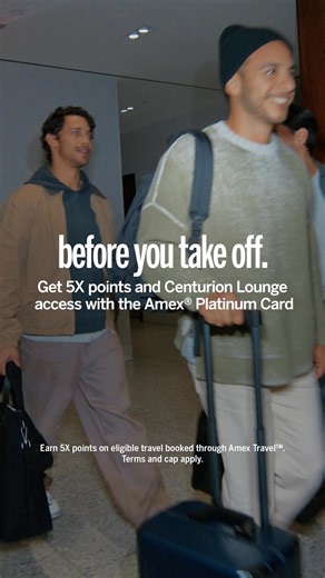 Start your vacation right with 5X points on eligible travel and Centurion Lounge access with the Platinum Card® | American Express | Facebook