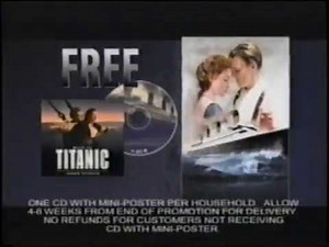 Titanic Movie Pay Per View Ad- Free CD and Poster (1998)