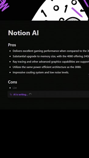 Tired of spending hours writing pros and cons list? Notion AI's got you covered! 📝💡 Notion Turorials Vol 1 #notiontutorial #writingtips #productivityhacks #organization #notionapp #writingprocess Link for Notion: https://affiliate.notion.so/vqscafrhq3xr-4y5a7 Link for Notion AI Plan: https://affiliate.notion.so/331nebjtpbu5