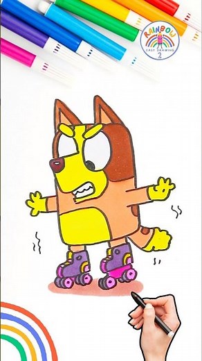 Bluey Simple Drawing | Draw Bluey Angry Bingo Easy Tutorial 🌈🐶 #bluey #shorts #draw #angry