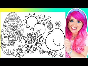 Coloring Easter Cuties Coloring Pages | Easter Bunny, Baby Chick, Easter Egg & Easter Basket