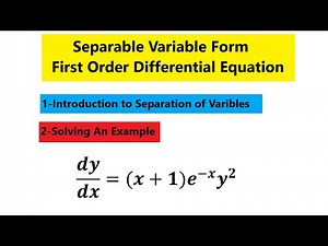 Separable Variable Form Differential Equation First Order