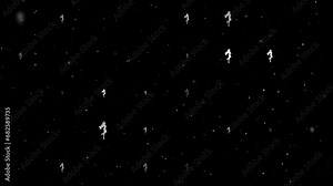 Template animation of evenly spaced enchantress symbols of different sizes and opacity. Animation of transparency and size. Seamless looped 4k animation on black background with stars