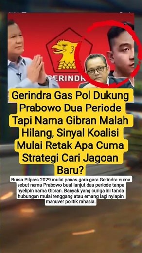 Gerindra Dukung Prabowo Dua Periode Tapi Nama Gibran Hilang #shorts #viralvideo​