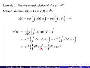 Video2-2: Examples on integrating factors. Elementary Differential Equations