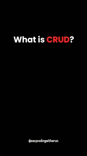 Easy Coding With Arun on Instagram: "What is CRUD ? Easycodingwitharun explanation . . . . . . . . . . . . . . . . #coding #codingcommunity #codersofinstagram #fullstackdeveloper #webdeveloper #mernstack #pythonprogramming #javascriptdeveloper #reactjs #nodejs #softwareengineer #techcontent #programmerlife #100daysofcode #devlife #learncoding #computerscience #techreels #codingreels #coders"