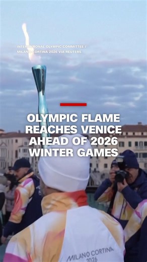 The Olympic torch relay passed through Venice in the lead-up to the 2026 Winter Games that will be hosted in Italy. | CNN International