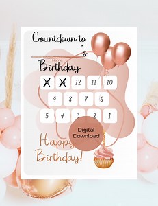 Pink Cupcake Birthday Countdown Calendar: Kids' Visual Aid (digital Download) - Etsy