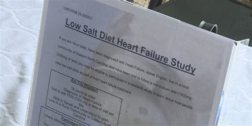 ECU doctoral student recruiting rural heart failure patients for low-salt diet study