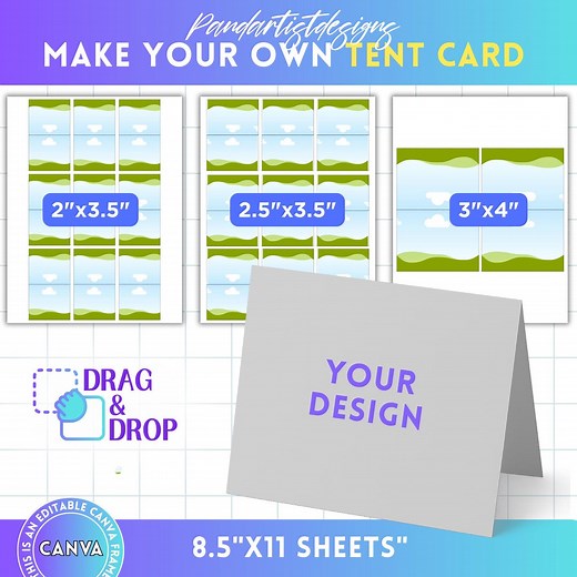Tent Card Bundle Editable Canva Template, Food Label Card, Food Card Tent Signs, Shower Food, Place Card, Printable Canva Frame, Drag & Drop - Etsy