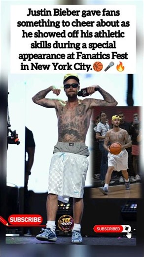 👀🏀🎤 Justin Bieber Shows Off His Athletic Skills at Fanatics Fest NYC🏀🎤🔥 #shorts