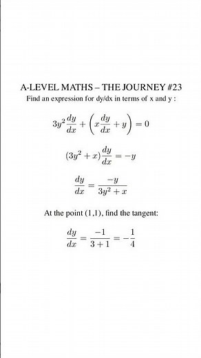 🇬🇧 A-LEVEL MATHS – THE JOURNEY #23 : Implicit Differentiation: Tangents Hidden in the Curve!