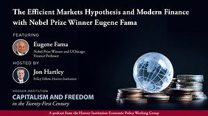 2.4K views | Eugene Fama, 2013 Nobel laureate in economic sciences, joins Jon Hartley on a new episode of Capitalism and Freedom in the 21st Century to discuss his career at Chicago Booth, Efficient Markets Hypothesis (EMH), co-founding Dimensional Fund Advisors (DFA) in the 1980s, modern portfolio theory, and more. Watch the full episode below: | Hoover Institution | Facebook