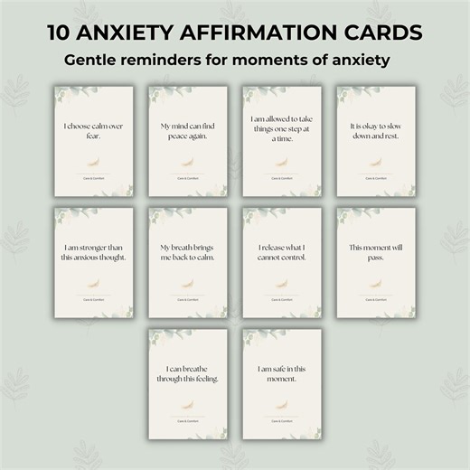 Anxiety Affirmation Cards | Calming Printable Affirmations | Anxiety Support | Instant Download - Etsy