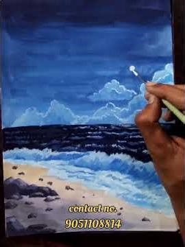 watercolour painting #painting #ocean #night ocean