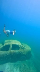 No fins no problem 😎 Video by @holistic_hillbilly Camera @gopro 12 #underwater #freediver #freediving #sunkencar | Coralia Dives