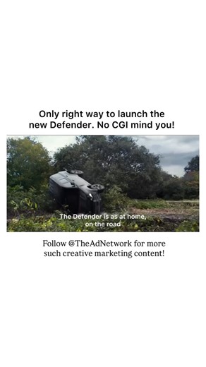 The Ad Network on Instagram: "With this film, Land Rover set out to prove the Defender’s capability, not just talk about it. Instead of showroom displays, they took it into the wild. Partnering with a professional stunt team, the Defender 110 faced extreme tests - steep descents, water crossings, and rugged trails few SUVs could handle. With this campaign - Land rover redefined what SUVs could do! What would you choose between Toyota Land Cruiser, Jeep Wrangler and Land Rover Defender? #Defender