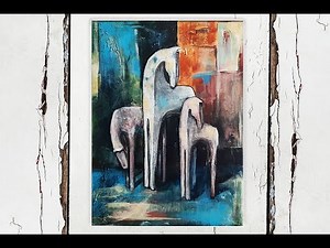 Abstract Acrylic Painting On Canvas /three horses🐴/ Easy for beginners/ MariArtHome