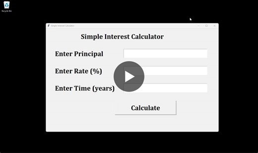 I built a simple desktop-based Simple Interest Calculator using Python and Tkinter. The application allows users to enter the principal amount, rate of interest, and time period, and instantly… | Sameera Tokekar
