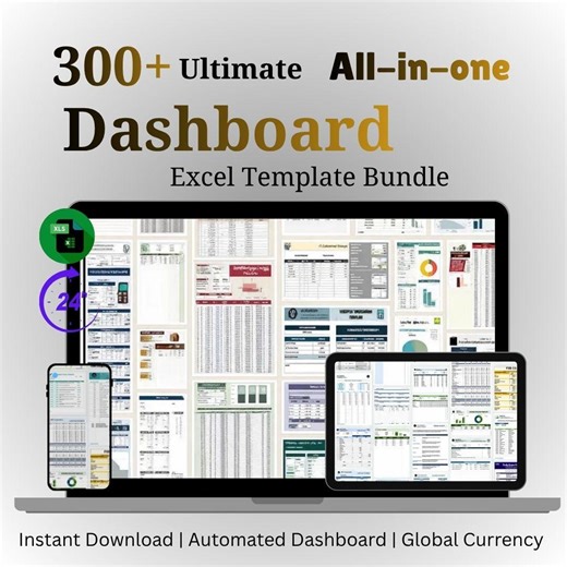 300  Excel Dashboard Templates Bundle | Business, KPI, Finance, HR, Project, Sales & Marketing Dashboard Sheets - Etsy