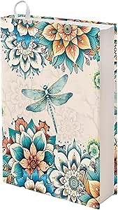 Rnyleeg Dragonfly Book Jacket Covers Boho Blooms Book Sleeve Fabric Dust Reusable Book Protector for Student School Textbooks Hard Book Covers